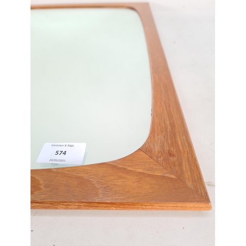 574 - A mid 20th century Danish teak framed wall mirror - approx. 54cm square