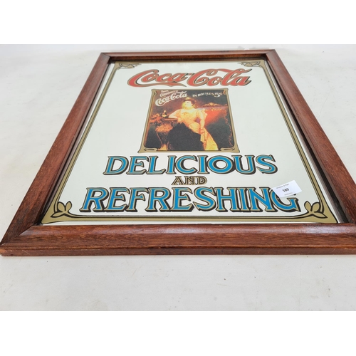 580 - A vintage framed Coca Cola Delicious and Refreshing advertising mirror - approx. 61cm x 48cm