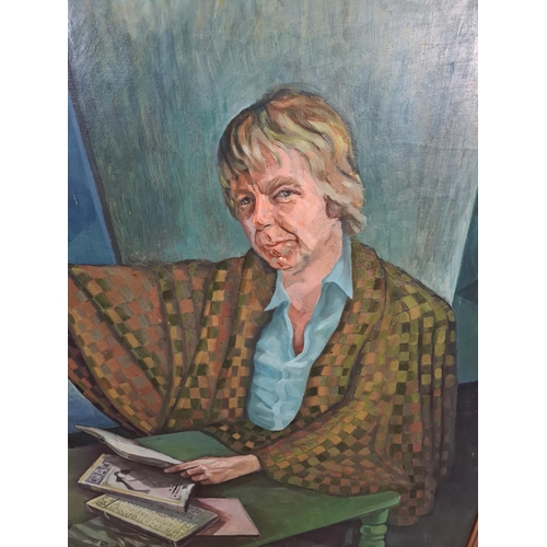 591 - A framed oil on canvas titled Peter by James W. Cullen, dated 1985 - approx. 135cm x 130cm including... 