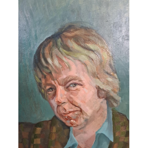 591 - A framed oil on canvas titled Peter by James W. Cullen, dated 1985 - approx. 135cm x 130cm including... 