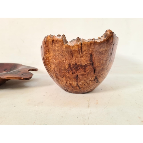 624 - Two hand turned wooden bowls, one burr elm and one Australian burr