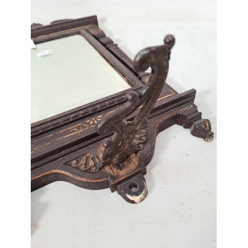 627 - A Victorian WMB cast iron framed bevelled edge wall mirror with lower drip tray RD no.62099 - approx... 