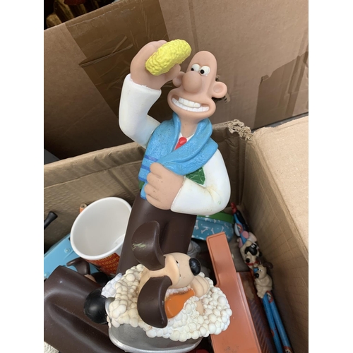 1479 - One box containing a large quantity of Wallace and Gromit items to include mugs, motorbike and sidec... 