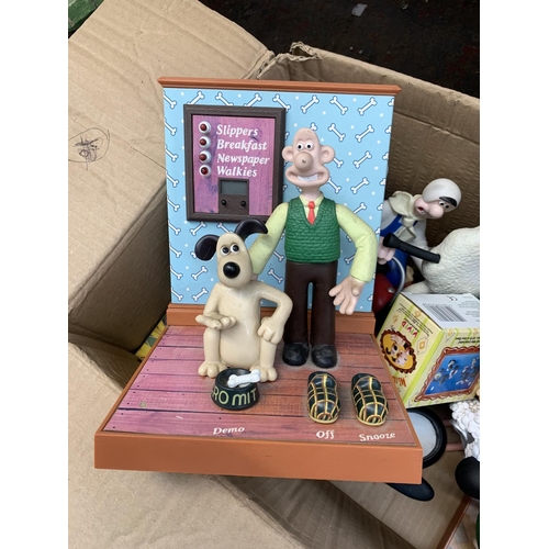 1479 - One box containing a large quantity of Wallace and Gromit items to include mugs, motorbike and sidec... 