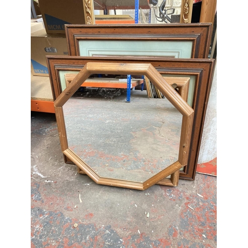 1428 - A large collection of various pictures and mirrors to include gilt framed rectangular wall mirror, f... 