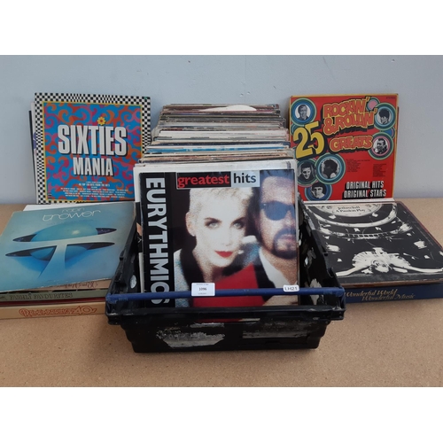 1096 - A box containing LP vinyl records and vinyl box sets to include Golden Greats of The 50s and 60s, Eu... 