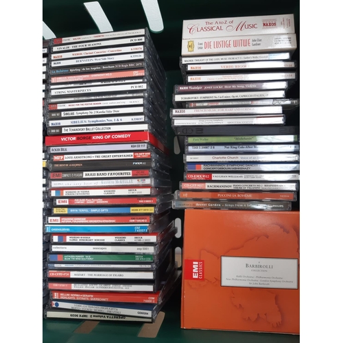 1102 - Two boxes containing classical and opera CDs to include Handel, Beethoven, Mozart, Wagner, Mahler, P... 