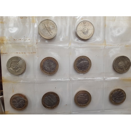 361 - A folder containing a large collection of vintage coins to include 43 two pound coins, one 50% silve... 