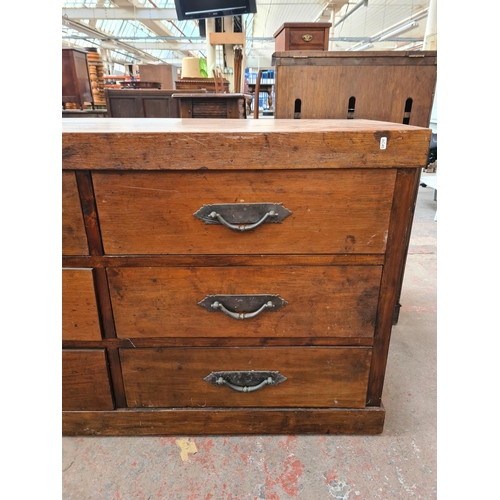 774E - A large Indonesian hardwood chest of six drawers - approx. 89cm high x 158cm wide x 57cm deep