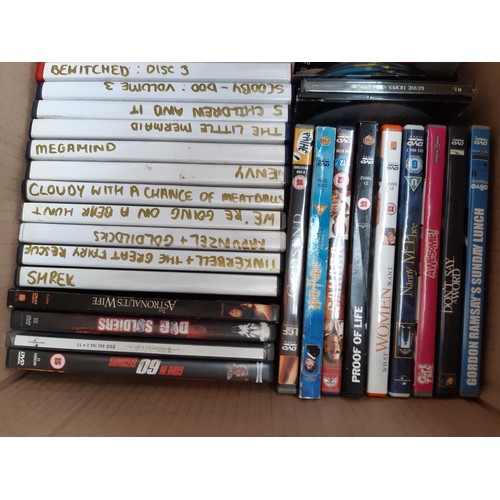 1100 - Two boxes containing a large quantity of CDs and DVDs, CDs to include Eric Clapton, Now 67, All Sain... 