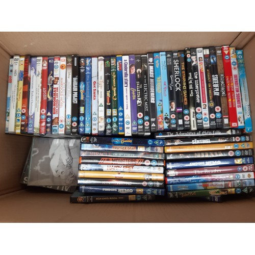 1100 - Two boxes containing a large quantity of CDs and DVDs, CDs to include Eric Clapton, Now 67, All Sain... 