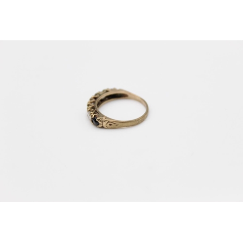 41 - A 9ct gold sapphire and gemstone half eternity ring, size J ½ - approx. gross weight 1.7 grams