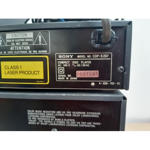 1023 - Five items of Sony stereo hi-fi equipment, one pair of SS-H3700 speakers, one CDP-S207 CD player, on... 