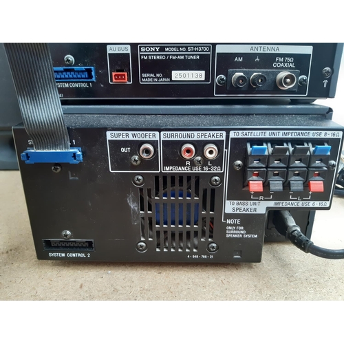 1023 - Five items of Sony stereo hi-fi equipment, one pair of SS-H3700 speakers, one CDP-S207 CD player, on... 