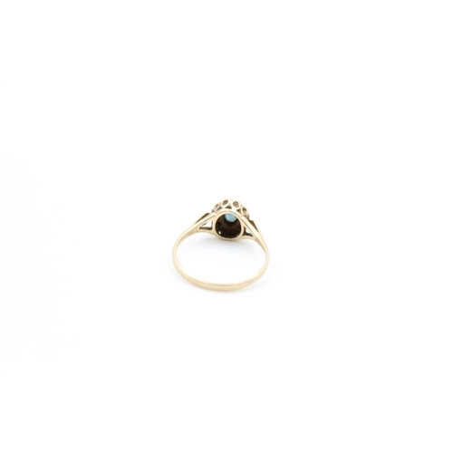 39 - A 9ct gold gemstone diamond halo ring, size M ½ - approx. gross weight 1.7 grams