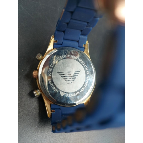 Emporio armani watch blue best sale rubber strap