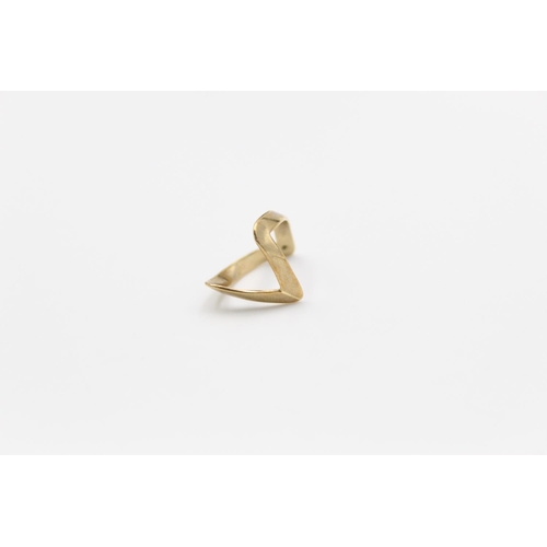 140 - A 9ct gold diamond set double chevron ring, size K ½ - approx. gross weight 2.2 grams