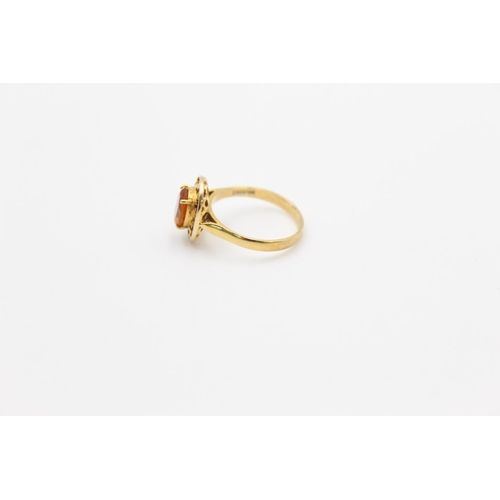 147 - A 14ct gold citrine ring, size L ½ - approx. gross weight 2.9 grams