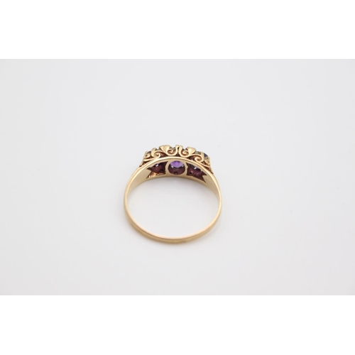 172 - A hallmarked Birmingham 9ct gold amethyst and diamond gypsy ring, size R ½ - approx. gross weight 2.... 