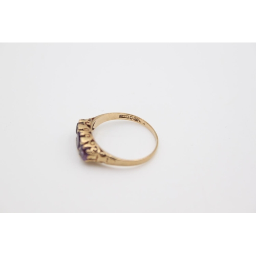 172 - A hallmarked Birmingham 9ct gold amethyst and diamond gypsy ring, size R ½ - approx. gross weight 2.... 