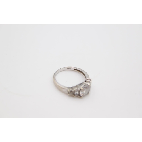 29 - A 9ct white gold CZ cocktail ring, size L ½ - approx. gross weight 3 grams