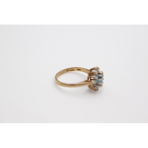 100 - A 9ct gold pear gemstone halo ring, size K ½ - approx. gross weight 2.4 grams