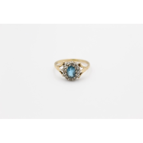 112 - A hallmarked Birmingham 9ct gold blue stone halo ring, size P ½ - approx. gross weight 2.2 grams