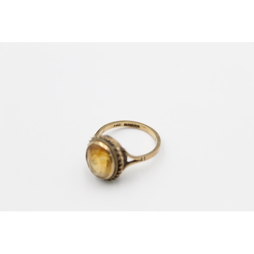 163 - A hallmarked Birmingham 9ct gold citrine solitaire ring, size P½ - approx. gross weight 3.4 grams