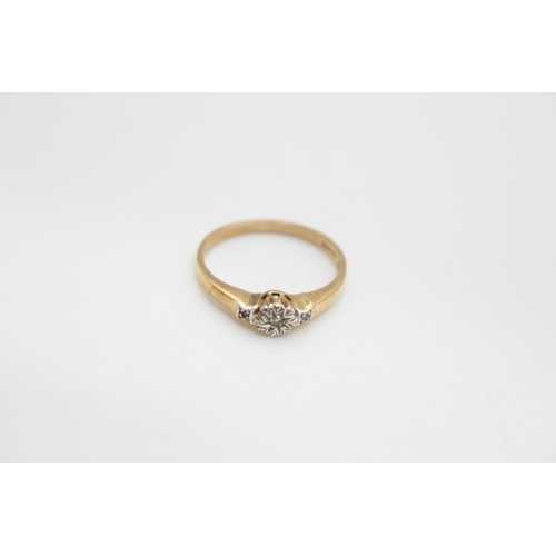 97 - A 9ct gold diamond ring, size M ½ - approx. gross weight 2 grams