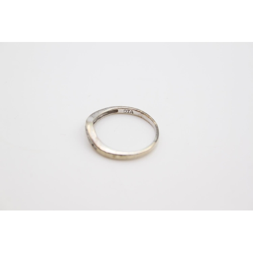 170 - A hallmarked Birmingham 9ct white gold diamond set wishbone half eternity ring, size O ½ - approx. g... 