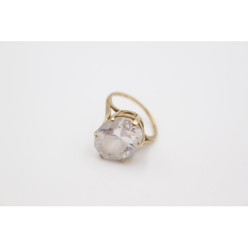 75 - A 9ct gold CZ set cocktail ring, size K ½ - approx. gross weight 5.7 grams