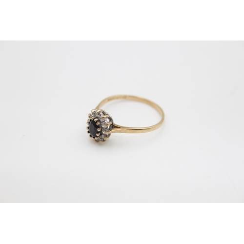 77 - A hallmarked London 9ct gold gemstone set cluster engagement ring, size S ½ - approx. gross weight 2... 