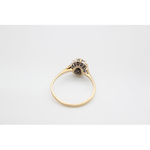 77 - A hallmarked London 9ct gold gemstone set cluster engagement ring, size S ½ - approx. gross weight 2... 