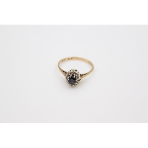 82 - A hallmarked Birmingham 9ct gold sapphire and diamond set engagement ring, size L - approx. gross we... 