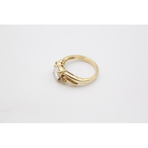 83 - A 14ct yellow gold CZ set cocktail ring, size M ½ - approx. gross weight 3.8 grams