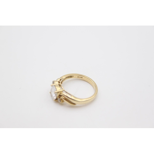 83 - A 14ct yellow gold CZ set cocktail ring, size M ½ - approx. gross weight 3.8 grams