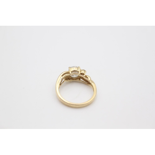 83 - A 14ct yellow gold CZ set cocktail ring, size M ½ - approx. gross weight 3.8 grams