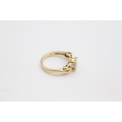 83 - A 14ct yellow gold CZ set cocktail ring, size M ½ - approx. gross weight 3.8 grams