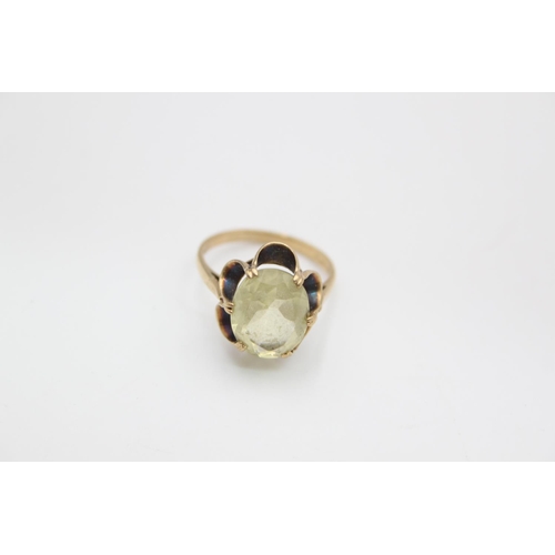 86 - A hallmarked London 9ct gold gemstone cocktail ring, size P  - approx. gross weight 3.5 grams