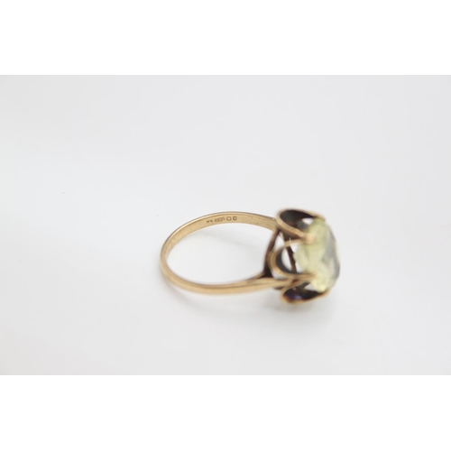 86 - A hallmarked London 9ct gold gemstone cocktail ring, size P  - approx. gross weight 3.5 grams