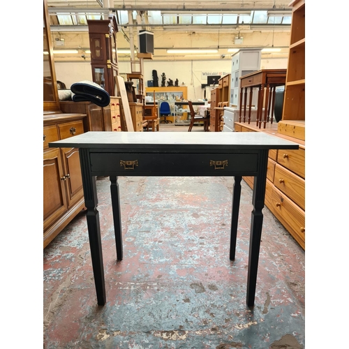 1095 - An Aesthetic Movement style black painted console table - approx. 71cm high x 89cm wide x 43cm deep