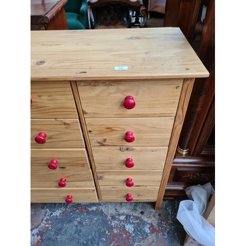 1100 - A modern pine chest of ten drawers - approx. 93cm high x 105cm wide x 40cm deep