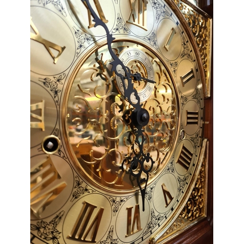 1101 - A German Dold Exquisit Black Forest Clock Factory burr walnut mechanical grandfather clock with pend... 