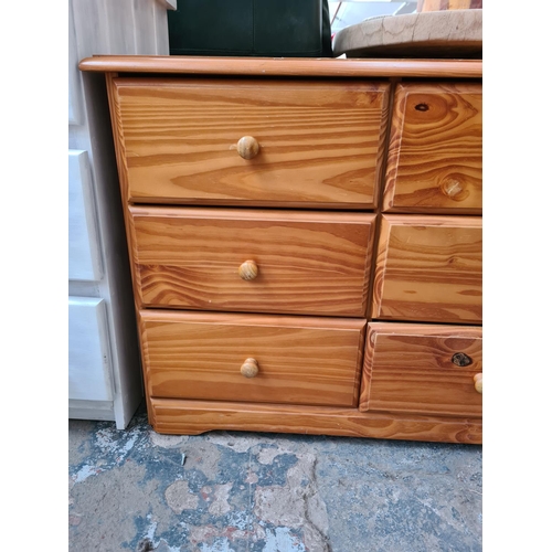 1114 - A modern pine chest of six drawers - approx. 62cm high x 118cm wide x 43cm deep