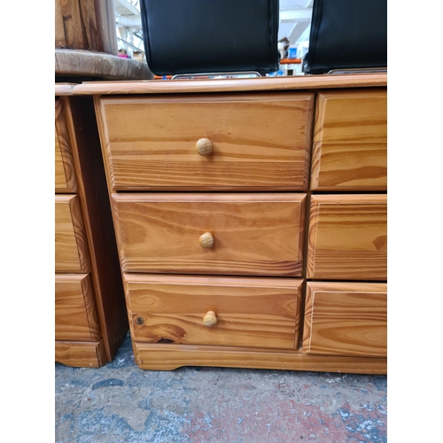 1115 - A modern pine chest of six drawers - approx. 62cm high x 118cm wide x 43cm deep