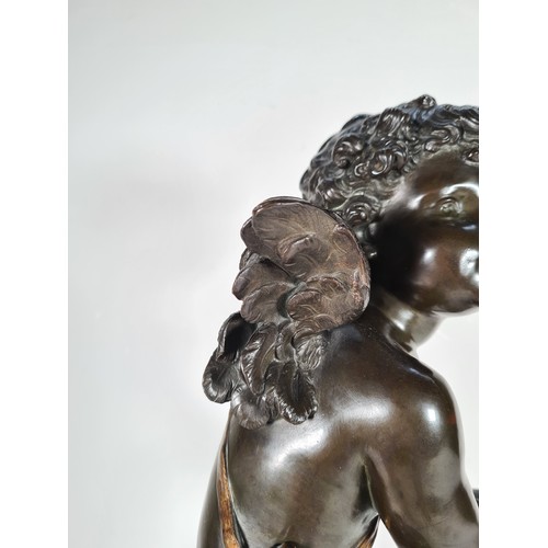 457 - A 19th century French Auguste Moreau (1834-1917) bronze cupid with gilded bow & arrow detail and sig... 