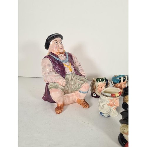 487 - Nineteen character jugs, one ceramic Henry VIII musical character jug and Eighteen Royal Doulton min... 