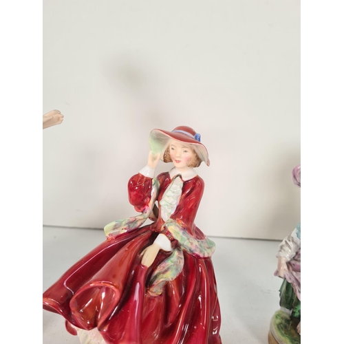 491 - Ten assorted ceramic figurines to include Royal Doulton Top O'the Hill, Royal Doulton Lily, Franklin... 