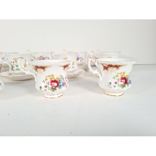 503 - A collection of Royal Albert china to include six Chatelaine tea cups, six Meadow Field cups and sau... 