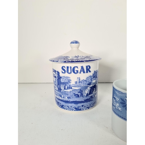 504 - Five pieces of Spode china to include three Italian design storage canisters and two blue room colle... 